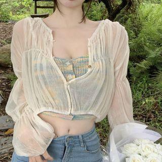 Melange Knit Camisole Top / Light Jacket