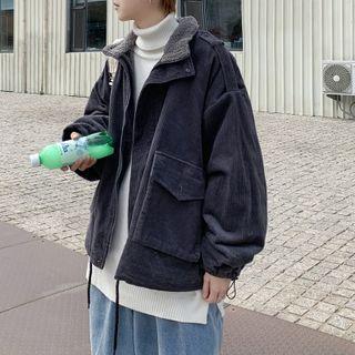 Plain Corduroy Zipped Jacket