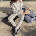 Fleece Lined Sweatshirt & Sweatpants Set Melange Gray - One Size