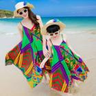 Family Matching Spaghetti Strap Patterned Beach Dress