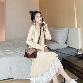 Mesh Hem Midi Sweater Dress