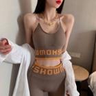 Lettering Cropped Camisole Top / Leggings