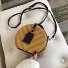 Faux Leather Crossbody Round Bag