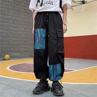 Print Paneled Harem Cargo Pants