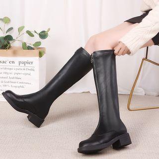 Zip Detail Block Heel Platform Knee-high Boots