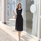 Tie-waist Crystal-pleat Long Overall Dress