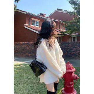 V-neck Oversize Furry Sweater