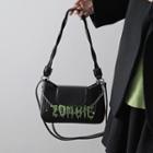 Lettering Chain Shoulder Bag Black - One Size