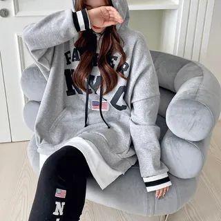 N.y.c Letter Oversize Hoodie