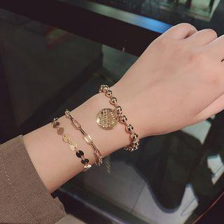 Set Of 3: Alloy Bracelet (assorted Designs) Gold - One Size