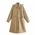 Plain Hooded Long Trench Jacket