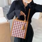 Houndstooth Tote Bag With Shoulder Strap