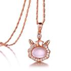 Plated Rose Gold Twelve Horoscope Aries Pendant With White Cubic Zircon And Necklace