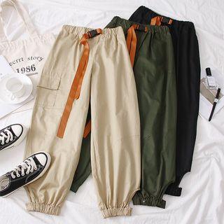 Cutout-hem Cargo Jogger Pants