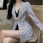 Floral Print Cutout Blazer