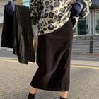 Corduroy Mini H-line Skirt Black - One Size
