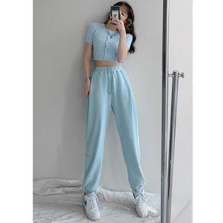 High-waist Drawstring Loose Sweatpants In 5 Colors