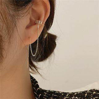 Threader Earring With Cz Ear Cuff