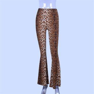 Leopard Print Bell Bottom Pants