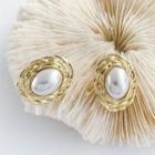Faux Pearl Earring 1 Pair - Clip On Earring - Gold - One Size