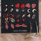 Set: Earring (various Designs) 0161a# - Set - Classic Earrings - Gold & Red - One Size