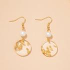 Gold Leaf Resin Disc Alloy Dangle Earring 1 Pair - E1585 - Hook Earrings - Gold - One Size