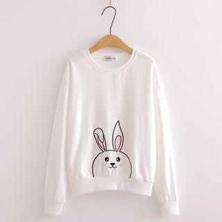 Round-neck Rabbit Printed Pullover