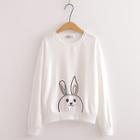 Round-neck Rabbit Printed Pullover