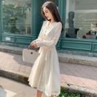 Plain V-neck Lace Dress