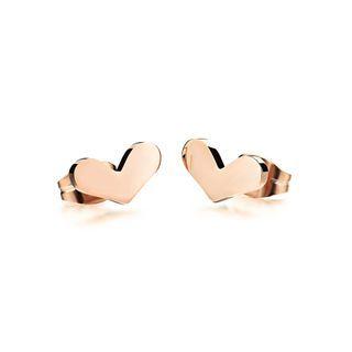 Romantic Delicate Plated Rose Gold Heart-shaped 316l Stainless Steel Stud Earrings Rose Gold - One Size