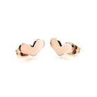 Romantic Delicate Plated Rose Gold Heart-shaped 316l Stainless Steel Stud Earrings Rose Gold - One Size
