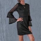 Bell-sleeve Lace Panel Dress