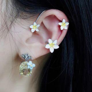 Floral Ear Cuff 1 Pc - Silver - One Size