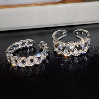 Chain Rhinestone Sterling Silver Open Ring