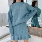Set: Slit Sweater + Mini A-line Skirt