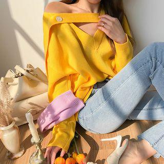 Strappy V-neck Colored Sweater