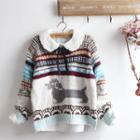 Dog Jacquard Sweater / Long-sleeve Shirt / Set: Dog Jacquard Sweater + Lace Collar Long-sleeve Shirt