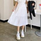 Band-waist Dot Midi Pleat Skirt