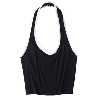 Contrast Trim Cropped Halter Top