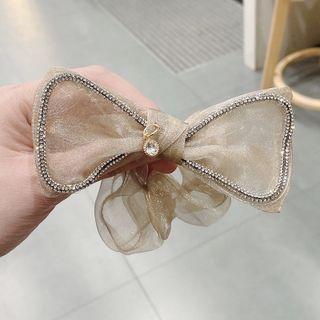Bow Mesh Rhinestone Hair Tie