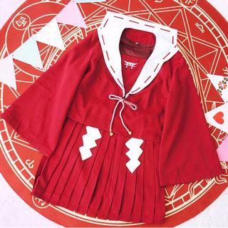 Long-sleeve Sailor Collar Top / Pleated Skirt