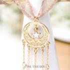 Alloy Moon & Star Pendant Lace Choker As Shown In Figure - One Size