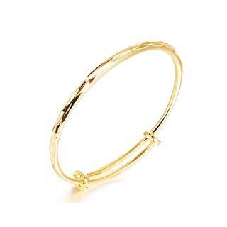 Fashion Simple Plated Gold Geometric Round Bangle Golden - One Size