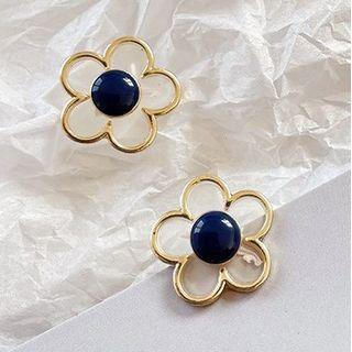 Flower Acrylic Alloy Earring 1 Pair - Transparent & Gold - One Size
