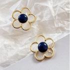 Flower Acrylic Alloy Earring 1 Pair - Transparent & Gold - One Size