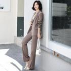 Double Breasted Blazer + High-waist Plain Dress Pants