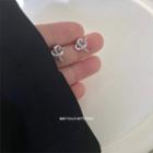 Rhinestone Knot Stud Earring E321 - 1 Pair - Silver - One Size