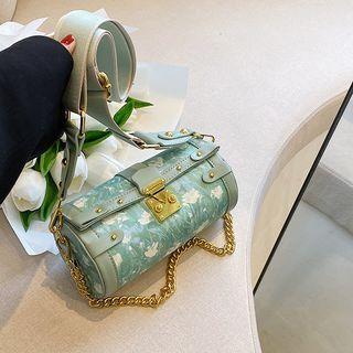 Floral Chain Strap Barrel Bag