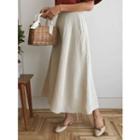 Band-waist Linen Maxi Flare Skirt