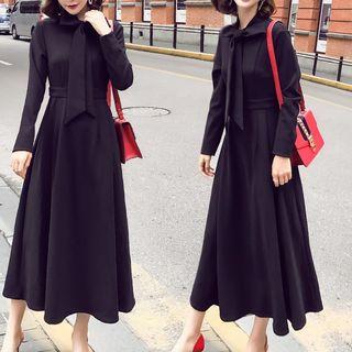 Bow-accent Plain Maxi Dress